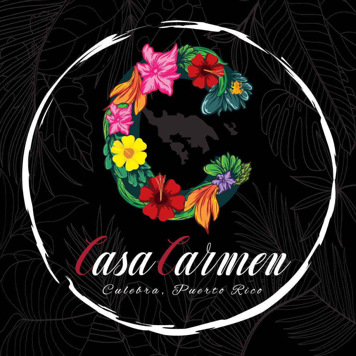 Casa Carmen official logo — a floral letter C with the island of Culebra, Puerto Rico