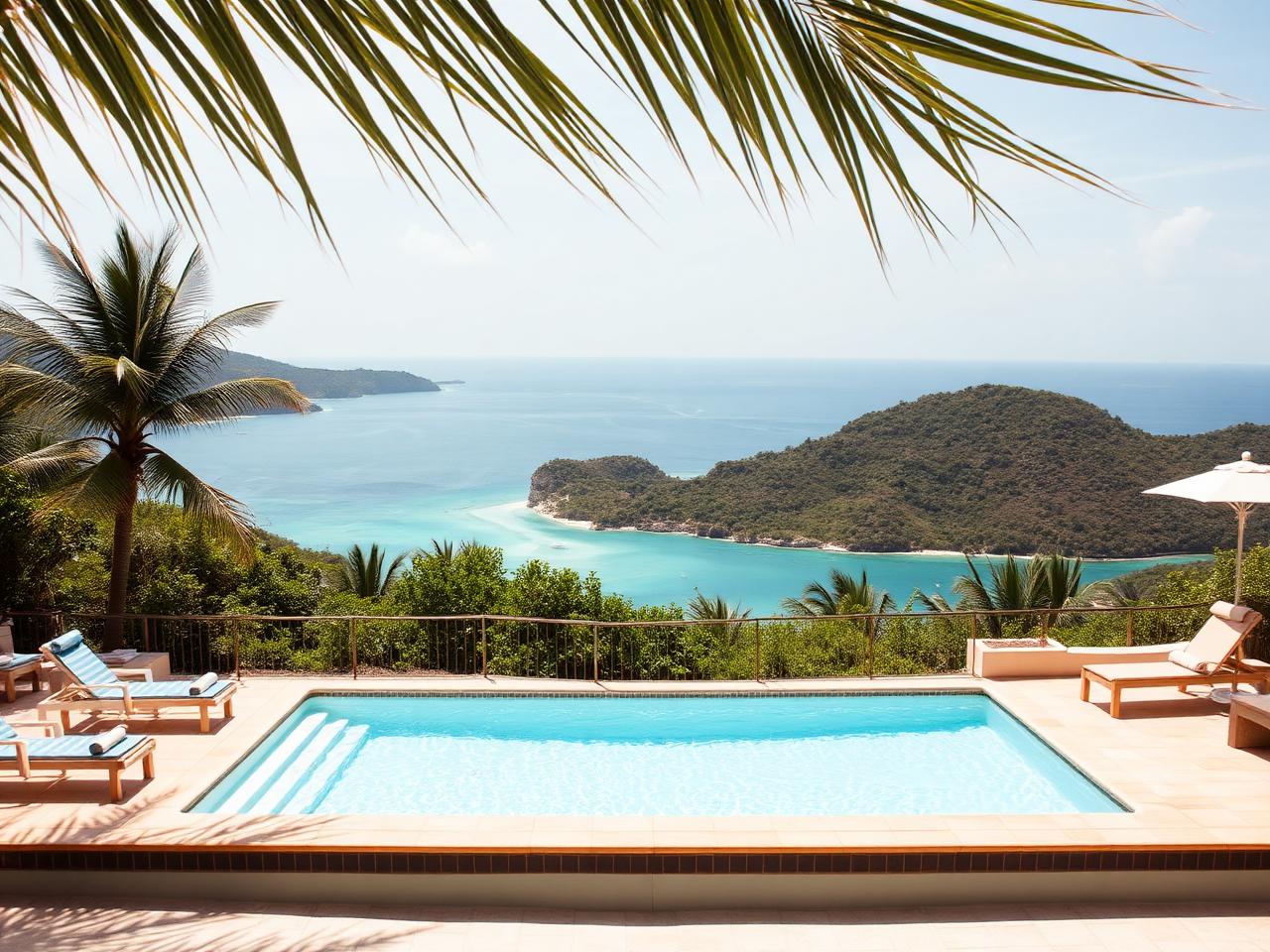 Pool terrace with sea view